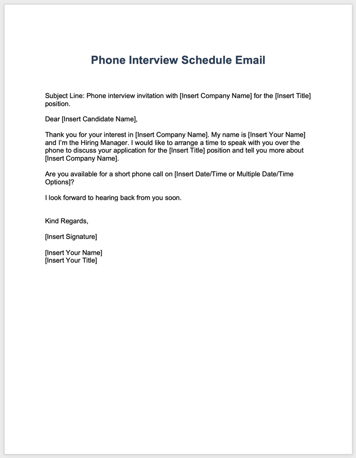 Sample letter to schedule job interview